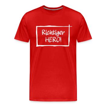 Richtiger HERO! - Männer Premium Bio T-Shirt - Rot - Vorne - Damien (186cm)