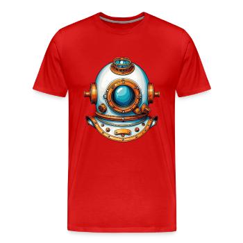 Casque de plongée nostalgique Casque de plongée en haute mer - T-shirt bio Premium Homme - rouge - Devant - Damien (186cm)