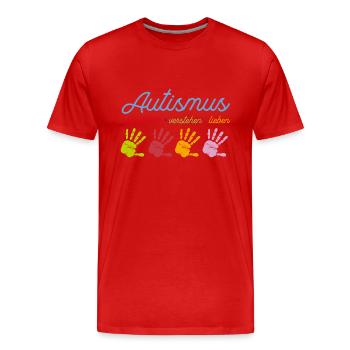 Autismus - Männer Premium Bio T-Shirt - Rot - Vorne - Damien (186cm)