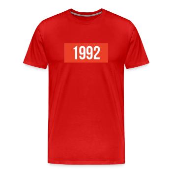 1992 - Männer Premium Bio T-Shirt - Rot - Vorne - Damien (186cm)