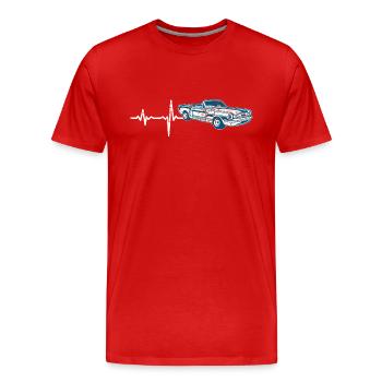 Geschenk Heartbeat Sportwagen Oldtimer - Männer Premium Bio T-Shirt - Rot - Vorne - Damien (186cm)