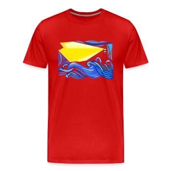 mer dans la tempête avec le phare - T-shirt bio Premium Homme - rouge - Devant - Damien (186cm)