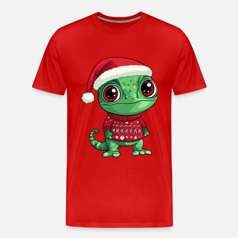 Chameleon Weihnachten Comic - Männer Premium Bio T-Shirt - Rot