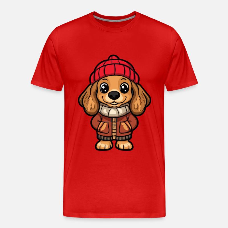 Cocker Spaniel Hund Stylisch - Männer Premium Bio T-Shirt - Rot