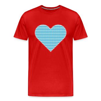 Bavarian Heart as Patches - Men's Premium Organic T-Shirt - red - Front - Damien (186cm)