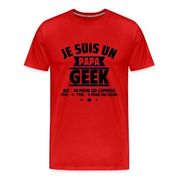 Papa geek : ALT + F4 , cadeau fête des pères - T-shirt bio Premium Homme - rouge - Devant - Damien (186cm)