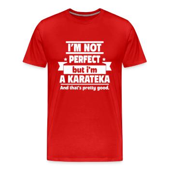 Nicht perfekt, aber ein Karateka, das reicht - Männer Premium Bio T-Shirt - Rot - Vorne - Damien (186cm)