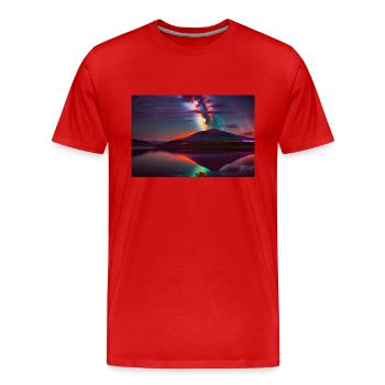 Vulkan 3d - Männer Premium Bio T-Shirt - Rot - Vorne - Damien (186cm)