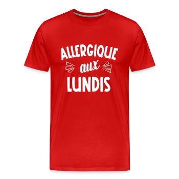 allergique aux lundis - T-shirt bio Premium Homme - rouge - Devant - Damien (186cm)