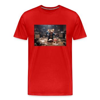 Kinderfreundliche Animationsratte in Musikstudio - Männer Premium Bio T-Shirt - Rot - Vorne - Damien (186cm)