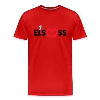 Alsace : cigogne & bretzel - T-shirt bio Premium Homme - rouge - Devant - Damien (186cm)