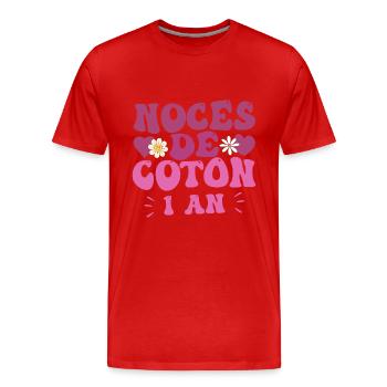 Noces de Coton - T-shirt bio Premium Homme - rouge - Devant - Damien (186cm)