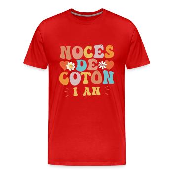 Noces de Coton - T-shirt bio Premium Homme - rouge - Devant - Damien (186cm)