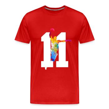 NUMMER 11 BASKETBALL 11. GEBURTSTAG - Männer Premium Bio T-Shirt - Rot - Vorne - Damien (186cm)