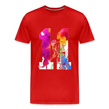 NUMMER 11 EISHOCKEY 11. GEBURTSTAG - Männer Premium Bio T-Shirt - Rot - Vorne - Damien (186cm)