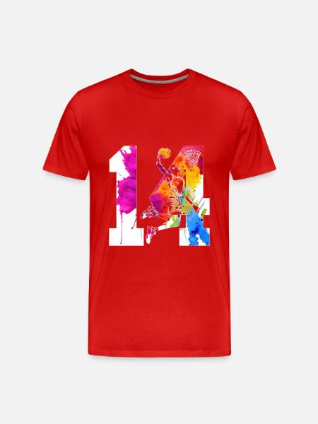 14TH BIRTHDAY BASKETBALL NUMBER 14 - Men's Premium Organic T-Shirt - red