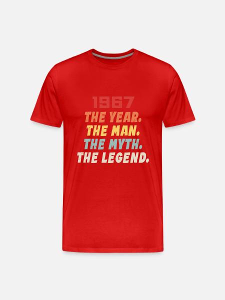 1967 Fødselsdagsgave, legender født 1967 - Herre Premium T-shirt økologisk - rød