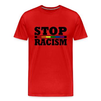 Stop racisme - T-shirt bio Premium Homme - rouge - Devant - Damien (186cm)