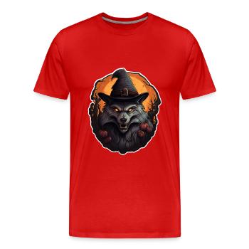 Halloween Wolf 2 - Men's Premium Organic T-Shirt - red - Front - Damien (186cm)