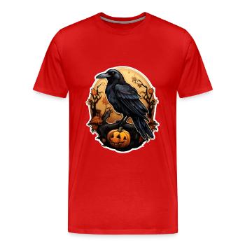 Halloween Rabe 2 - Männer Premium Bio T-Shirt - Rot - Vorne - Damien (186cm)