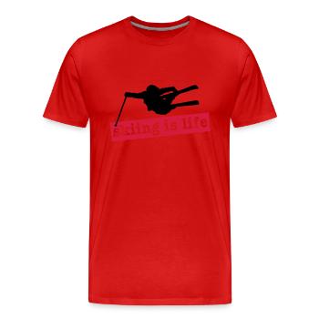 skiing is life i 2c - Männer Premium Bio T-Shirt - Rot - Vorne - Damien (186cm)