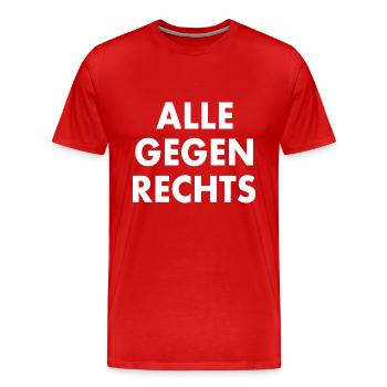 Alle gegen rechts - Männer Premium Bio T-Shirt - Rot - Vorne - Damien (186cm)