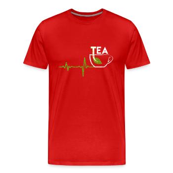 Cadeau de thé Heartbeat - T-shirt bio Premium Homme - rouge - Devant - Damien (186cm)