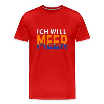 Ich will meer - Männer Premium Bio T-Shirt - Rot - Vorne - Damien (186cm)