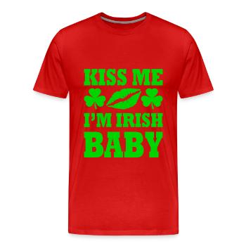 kiss me im irish baby - T-shirt bio Premium Homme - rouge - Devant - Damien (186cm)