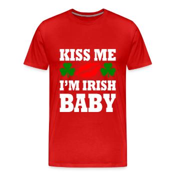 kiss me im irish baby - T-shirt bio Premium Homme - rouge - Devant - Damien (186cm)