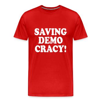 Saving democracy - Men's Premium Organic T-Shirt - red - Front - Damien (186cm)