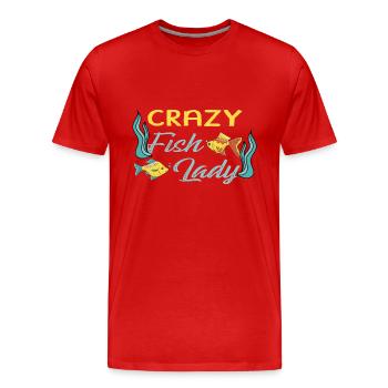 Crazy Fish Lady Fish Tank Aquarist Fish Keeper - T-shirt bio Premium Homme - rouge - Devant - Damien (186cm)