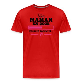 Future Maman 2025 Cadeau Nouvelle Naissance Maman - T-shirt bio Premium Homme - rouge - Devant - Damien (186cm)
