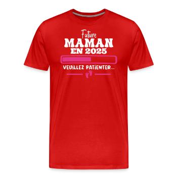 Future Maman 2025 Cadeau Nouvelle Naissance Maman - T-shirt bio Premium Homme - rouge - Devant - Damien (186cm)