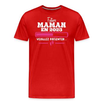 Future Maman 2023 Cadeau Nouvelle Naissance Maman - T-shirt bio Premium Homme - rouge - Devant - Damien (186cm)