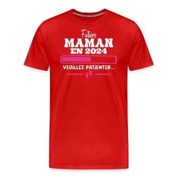 Future Maman 2024 Cadeau Nouvelle Naissance Maman - T-shirt bio Premium Homme - rouge - Devant - Damien (186cm)