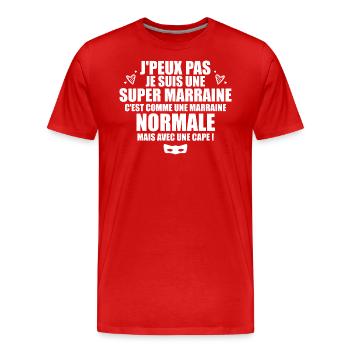 Je Suis Une Super Marraine Avec Un Cape - T-shirt bio Premium Homme - rouge - Devant - Damien (186cm)