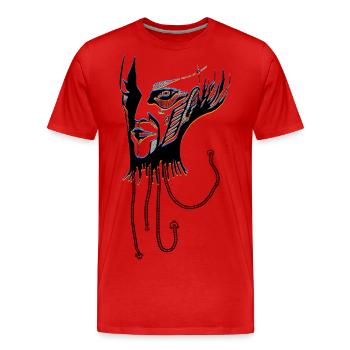 visage étrange - T-shirt bio Premium Homme - rouge - Devant - Damien (186cm)