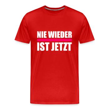 Nie wieder ist jetzt - Männer Premium Bio T-Shirt - Rot - Vorne - Damien (186cm)