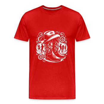 Line Dancing Country Dance - Line Dance Tanzen - Men's Premium Organic T-Shirt - red - Front - Damien (186cm)