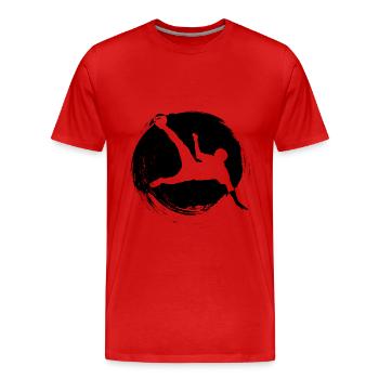 Fußball Schere Mann Schwarz - Männer Premium Bio T-Shirt - Rot - Vorne - Damien (186cm)