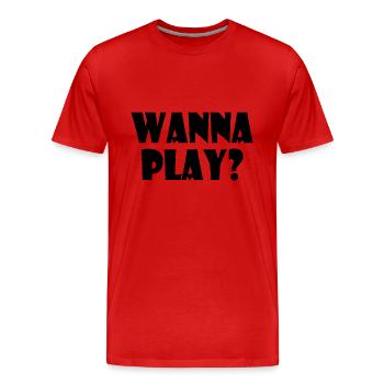 Wanna play - Men's Premium Organic T-Shirt - red - Front - Damien (186cm)