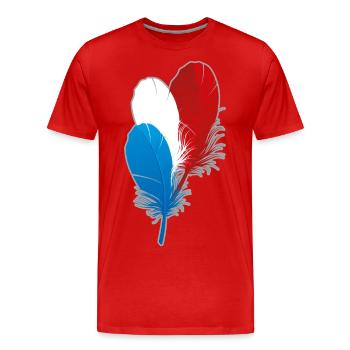 FRANCE Plumes en bleu blanc rouge - T-shirt bio Premium Homme - rouge - Devant - Damien (186cm)