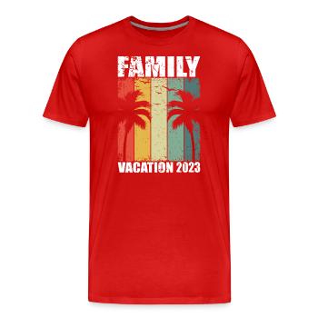 Vacances en famille vintage 2023 | Voyages de vacances - T-shirt bio Premium Homme - rouge - Devant - Damien (186cm)