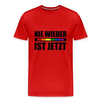 Nie wieder ist jetzt - Männer Premium Bio T-Shirt - Rot - Vorne - Damien (186cm)