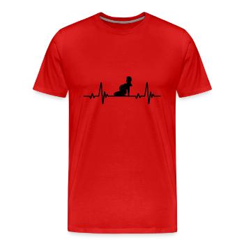 Enceinte - Cadeau Femme Enceinte -Grossesse Cadeau - T-shirt bio Premium Homme - rouge - Devant - Damien (186cm)