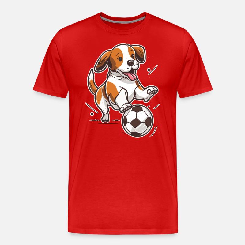 Fußball Welpe - Männer Premium Bio T-Shirt - Rot