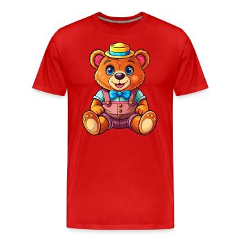 Ours en peluche avec chapeau - T-shirt bio Premium Homme - rouge - Devant - Damien (186cm)