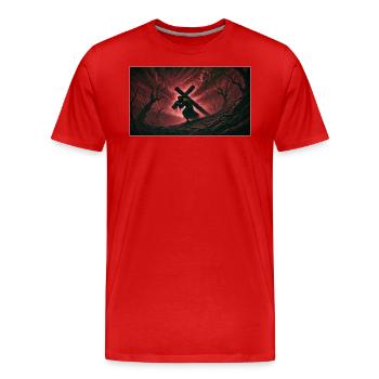 The Path of Suffering - Men's Premium Organic T-Shirt - red - Front - Damien (186cm)