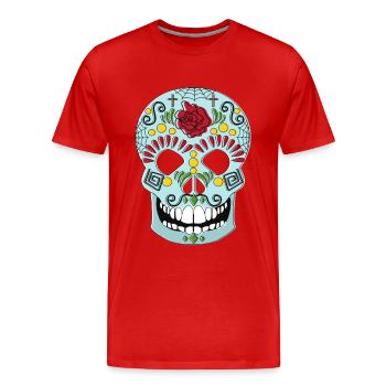 MEXIKANISCHER TOTENKOPF - Männer Premium Bio T-Shirt - Rot - Vorne - Damien (186cm)